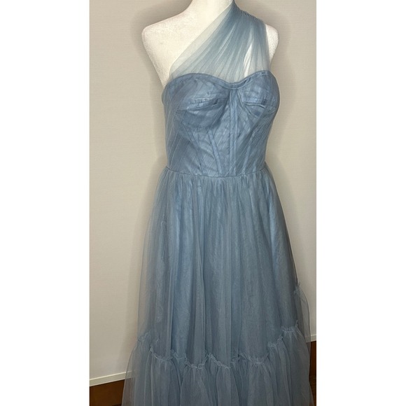Blue Tulle One Shoulder Cinderella Dress Corset Party Formal Prom Women Size 8 - Picture 3 of 14
